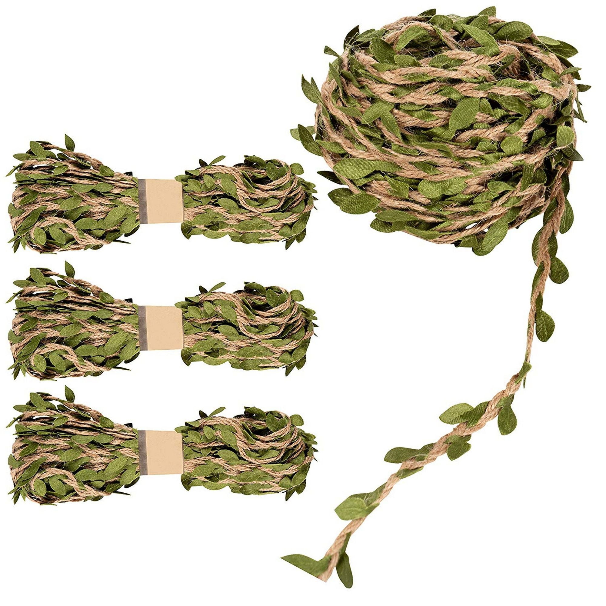 Jute Burlap Vine Twine with Artificial Leaves Garland for Diy Crafts
