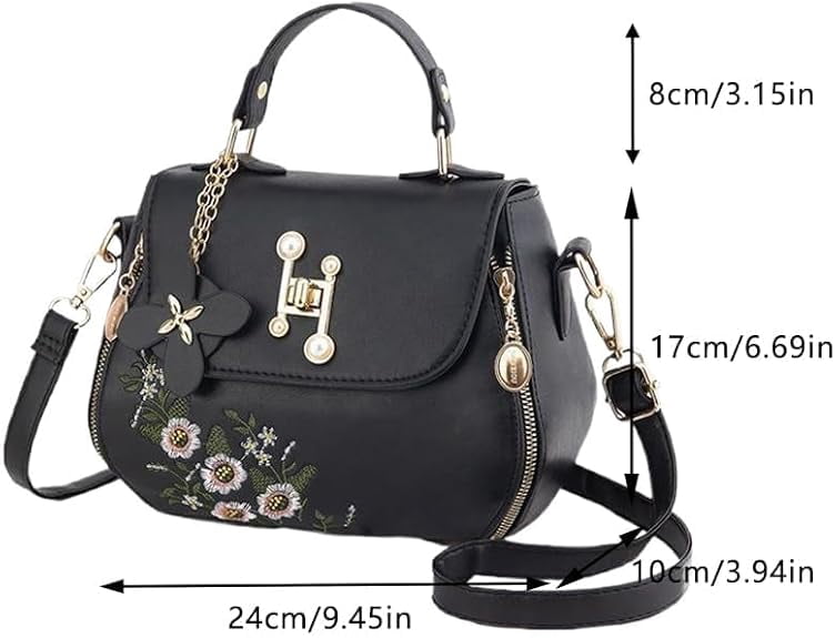 Women's Handbags and Purses Casual Messenger Embroidered Top Handle Satchel Trendy Work Crossbody Shoulder Bags