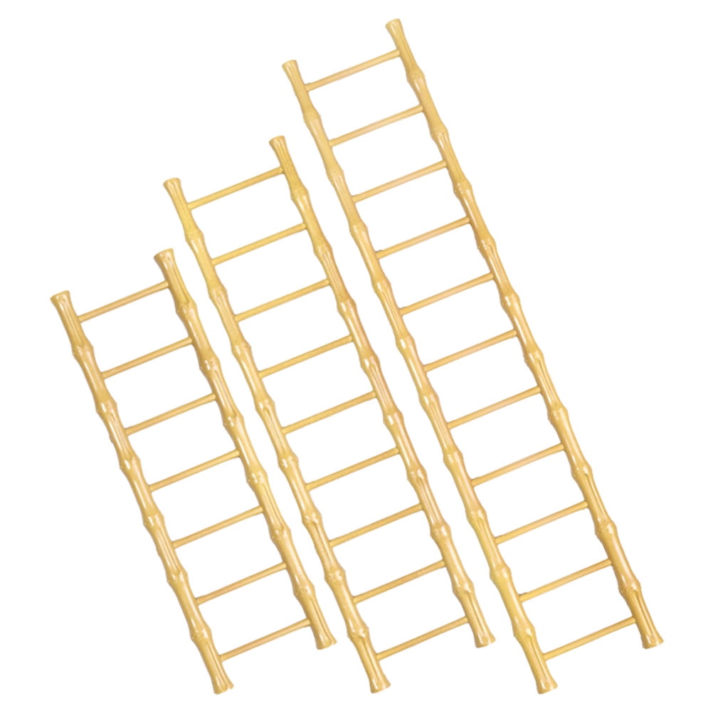VERDANVERSE 3Pcs Ladder Shape Khaki Wood Home Decor Delicate Design 11 8x3 4x0 6in