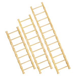 VERDANVERSE 3Pcs Ladder Shape Khaki Wood Home Decor Delicate Design 11 8x3 4x0 6in