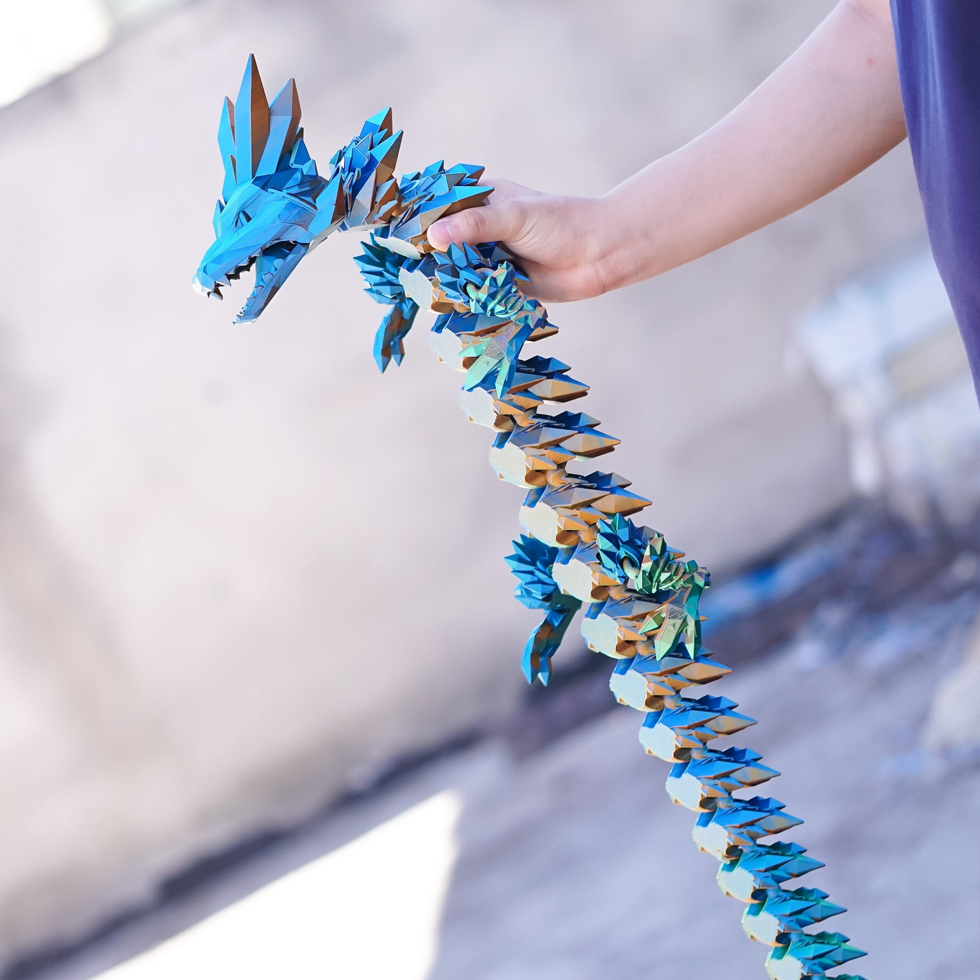 48.82inch 3D Printed Crystal Dragon,Flexible Joint Animal lacertid Figurines,Realistic Eyes, Home Office Decor,Fidget Toy for Adults Teens Boy Festival Gifts
