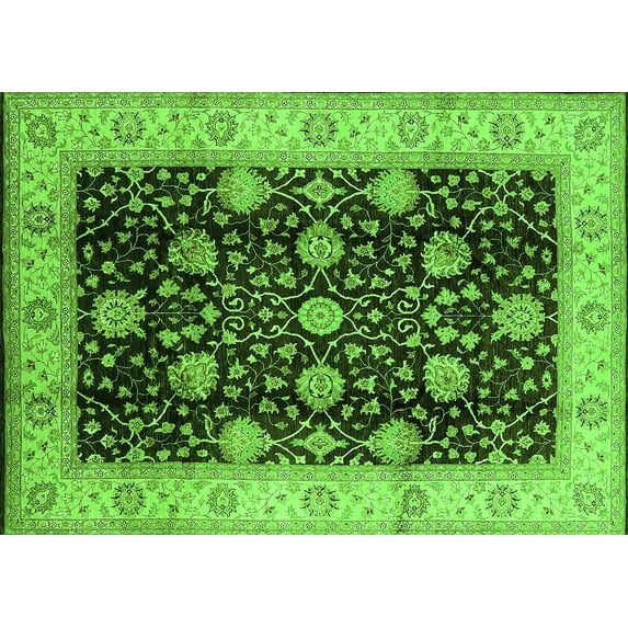 Ahgly Company Indoor Rectangle Oriental Green Industrial Area Rugs, 5' x 8'