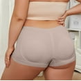 thumbnail image 4 of Ohufall Boxer Underwear For Women Seamless Boyshorts Panties Full Coverage Soft Stretch Boxer Briefs Fake Hip Pants With Sponge Waist Pad Briefs, 4 of 6