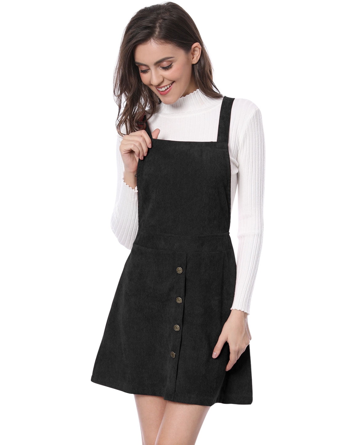 corduroy black overall dress