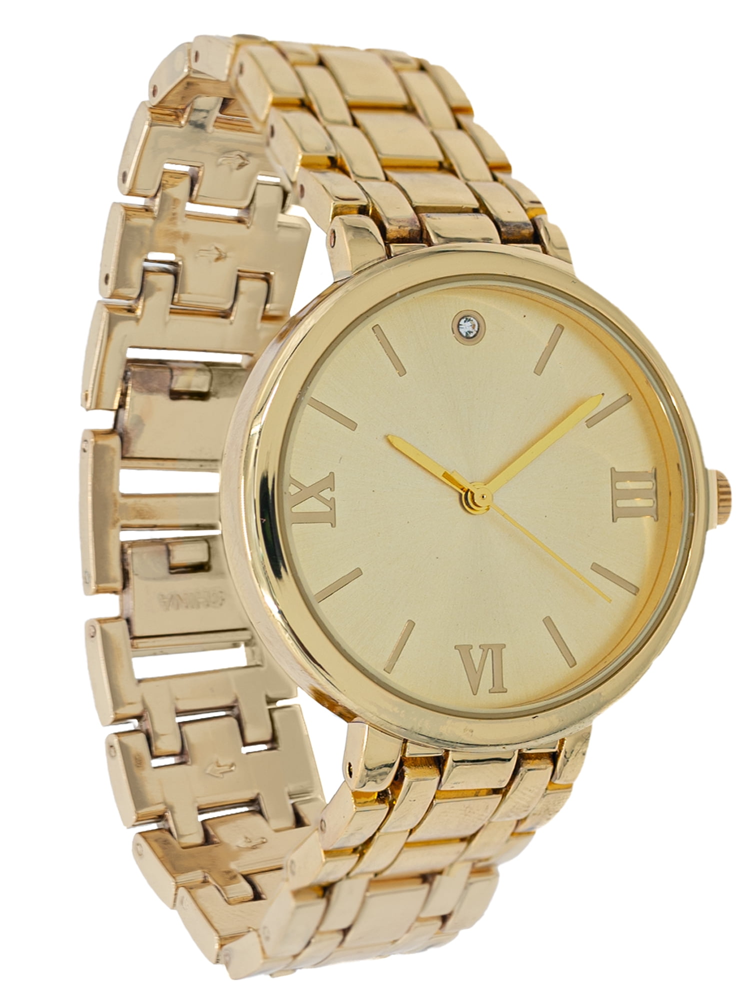 Time and Tru Women's Gold Tone Round Watch and Bangle Bracelet Set, 2-Piece