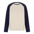 thumbnail image 6 of USNSM Men's Raglan Sleeve T-Shirt Casual Plus Velvet Color Block Loose Knitting Cotton Shirt Round Neck Long Sleeve Pullover Navy L, 6 of 6