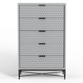 thumbnail image 2 of Benjara Rexi 48 Inch 5 Drawer Tall Dresser Chest, Honeycomb, Light Gray, Black, 2 of 10