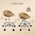 thumbnail image 3 of HOMCOM Tabouret Roulant Réglable, Chaise de Salon en PU avec Repose-Pieds, Brun Pâle, 3 of 10