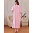 thumbnail image 5 of Ekouaer Women Zipper Robes Knit Short Sleeve House Coat Soft Bathrobe Full Length Housecoat Dressing Gown with Pockets, 5 of 6