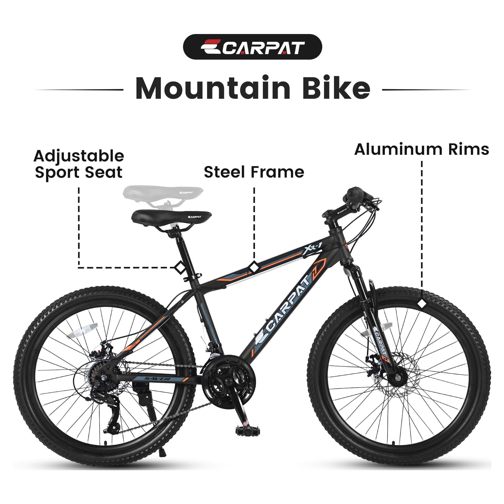 Aukfa 24" Mountain Bike for Teens with Dual Disc Brakes & Shimano 21-Speed, Suspension Fork for Safe All-Terrain Riding,Gray