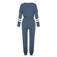 thumbnail image 5 of Yeaiivve Jogger Sets for Women 2 Piece Sweatsuit Outfits Striped Long Sleeve Pullover Sweatshirt and Sweatpants Tracksuit Set Navy XXXL, 5 of 5