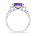 thumbnail image 2 of ANGARA Natural Cushion 3.1 ct Amethyst Solitaire Ring with Diamond Accents in 14K White Gold for Women (Size-9mm) | February Birthstone, Anniversary, Jewelry Gift for Women | Natural Amethyst Ring, 2 of 8