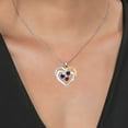 thumbnail image 3 of Gem Stone King Two Tone Blue Created Sapphire and Red Garnet Created Moissanite `Forever in My Heart` Engraved Pendant Necklace for Women (1.60 cttw, Heart Shape 5MM, 18 inch Chain), 3 of 3