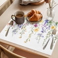 thumbnail image 3 of Spring Floral Placemats Set of 8, Watercolor Yellow Purple Flowers Green Leaf Rustic Non-Slip Place Mats Washable Table Mats for Kitchen Dining Table Decorations Indoor/Outdoor, 3 of 9