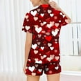 thumbnail image 4 of WMTBSRSW Womens Pajama Sets Button Down Pjs 2 Piece Short Sleeve Sleepwear with Shorts Soft Loungewear Valentine's Day Gifts for Her Wine XXL, 4 of 7