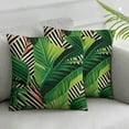thumbnail image 2 of COMIO  2Pack Tropical Green Leaves Throw Pillow Cover with Geometric Background Home Decorative Square Cushion Covers Home Decor Palm Pillowcase, 2 of 6