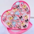 thumbnail image 2 of 36Pcs Set Sanrio Hello Kitty Kid Ring Kids Adjustable Baby Rings Fashion Cartoon Children Girl Rings with Heart Box Party Gift, 2 of 7