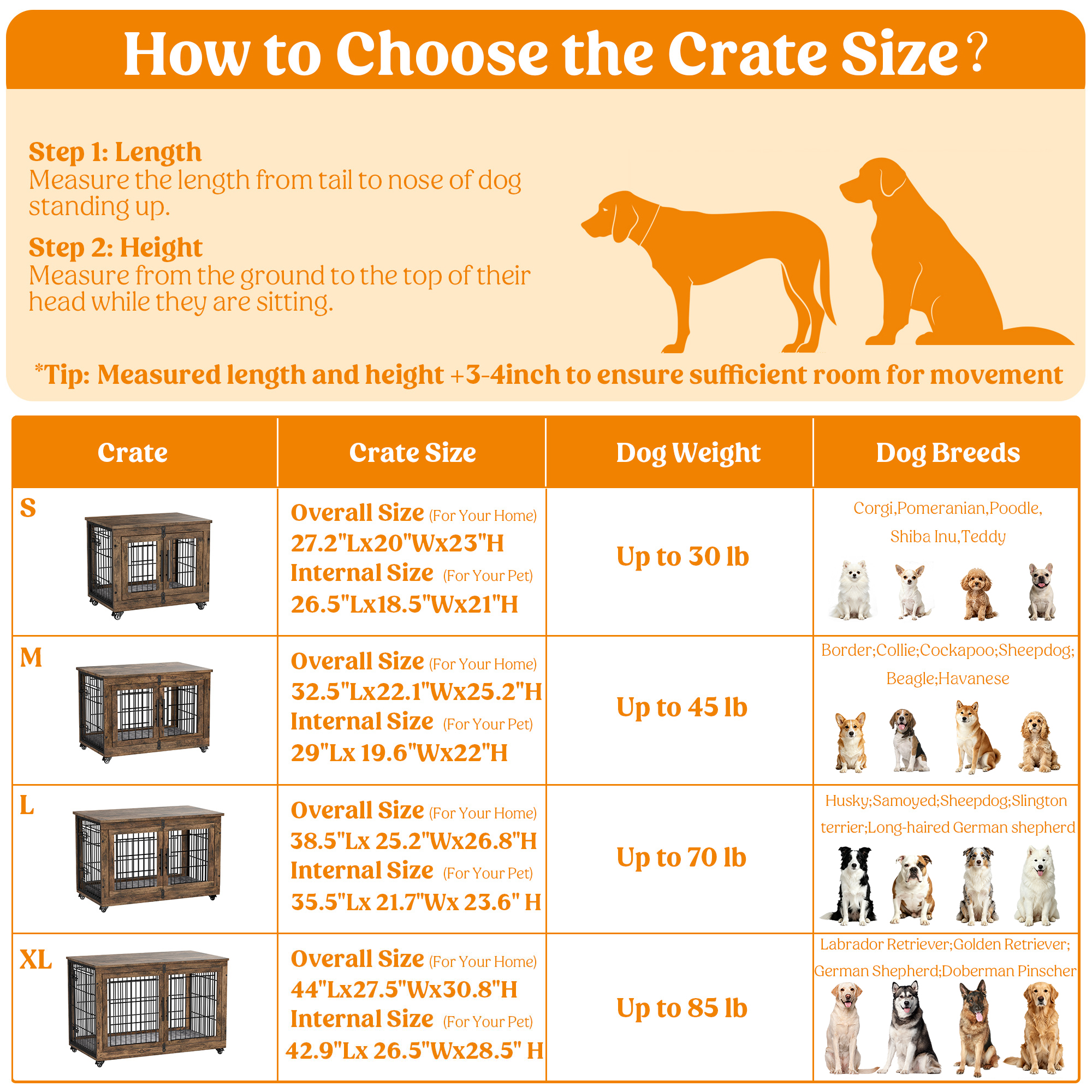 GIKPAL 32-Inch Dog Crate Furniture with Wheels photo 7
