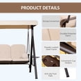 thumbnail image 4 of Balançoire de Porche 3 Places, Chaise Balançoire d'Extérieur Robuste, Hamac de Salon d'Extérieur, Siège Coussiné avec Auvent Inclinable, Beige, 4 of 18