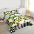 thumbnail image 3 of jejeloiu Cute Cartoon Gnome Queen Comforter Set,St.Patrick Day Bedding Sets,White Black Checkered Bedding Comforter Set For Boys Girls,Luxury Bedroom Decor Reversible,3pcs, 3 of 8