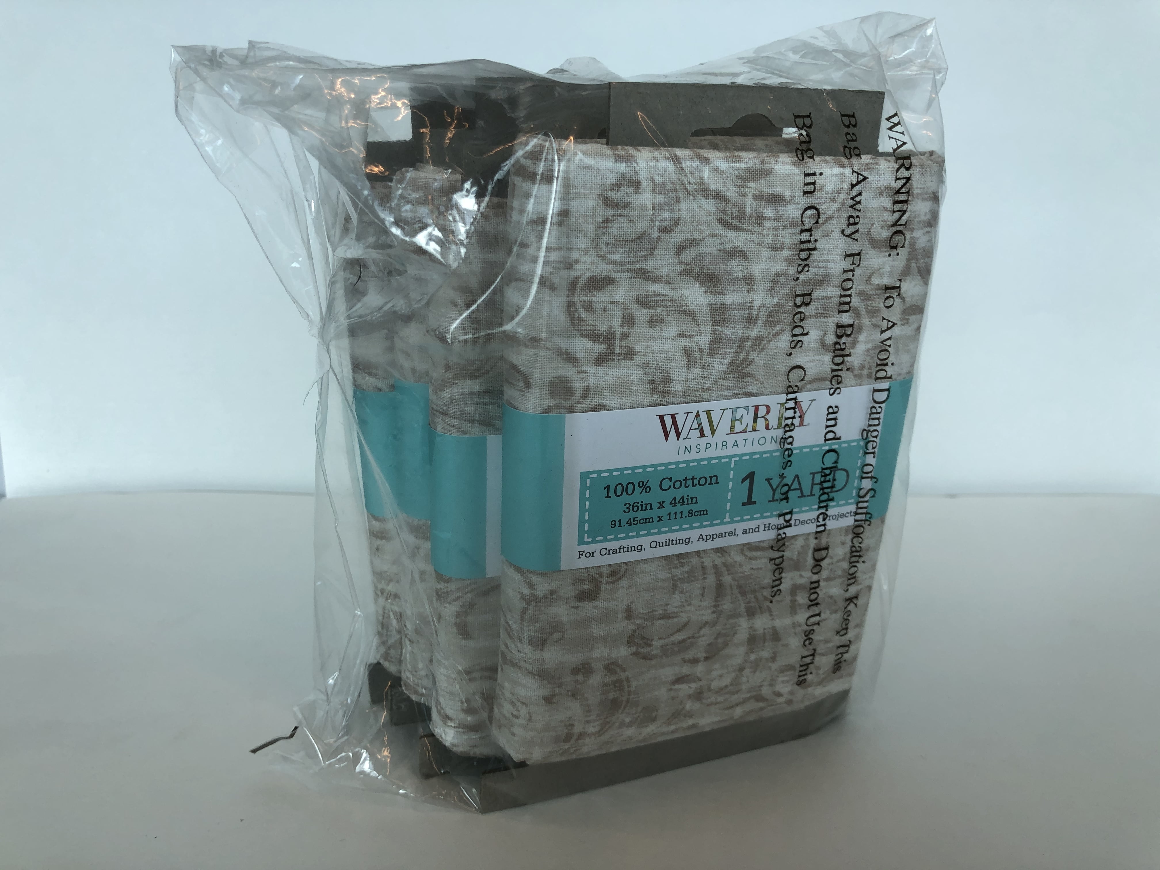 (2 pack) Waverly Inspirations 1 Yard Precut 100% Cotton Prints Fabric Dancing Scrolls Neutral 44" Wide for Quilting & Sewing