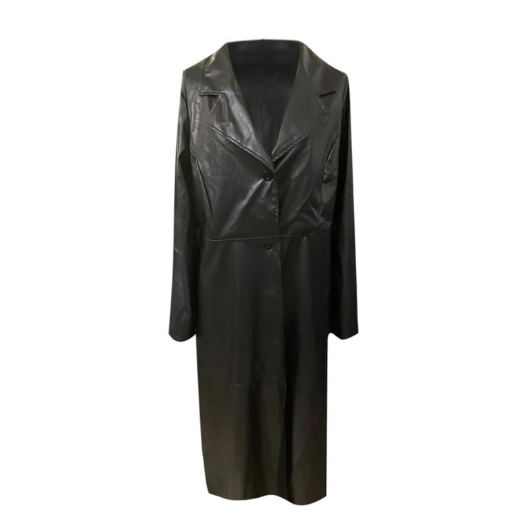 VEKDONE 2025 Clearance Extra Long Leather Jacket, Women PU VEKDONE 2025 Clearance Extra Long Leather Jacket, Women PU