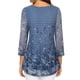 thumbnail image 3 of ICHUANYI Clearance Women Casual Print Loose Three Quarter Sleeve Round-Neck Tops(Blue, S) ICHUANYI WER2023080904813, 3 of 5