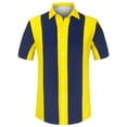 thumbnail image 5 of MODA NOVA Big & Tall Men's Beach Striped Button Down Color Block Shirts Navy Yellow 3XLT, 5 of 6
