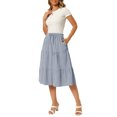 thumbnail image 2 of INSPIRE CHIC Mother's Day Women's Gingham Skirt Summer Casual Drawstring Waist Tiered Plaid A-Line Midi Skirts Deep Blue S, 2 of 6