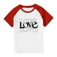 thumbnail image 4 of Girls Red Raglan T-Shirt with LOVE Graphic Soft Stretch Polyester Spandex Relaxed Fit for Ages 4-12,Size 5 T, 4 of 8