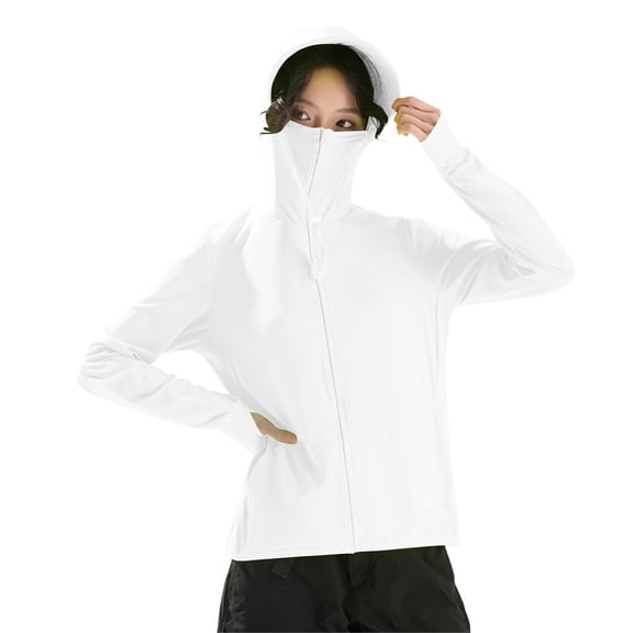 Generic Women's UPF 50 Sun Protection Jacket Lightweight Cooling Outdoor Hiking Long Sleeve Sun Shirt with Hoodie Brim