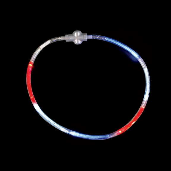 American Patriotic Light-Up LED Necklace, Red White Blue, 22
