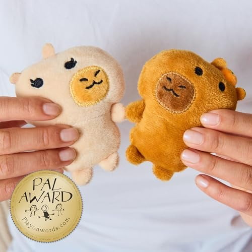 Emotional Support Capybaras by Relatable, Cuddly Stuffed Animals and Plushies Set, Includes 5 Capybara Plush Toys with Carrying Basket, Cute Stuff and Great Gift for Loved Ones of All Ages