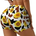 thumbnail image 2 of Fotbe Cow Print Sunflower Seamless Shorts, Womens Workout Shorts High Waist Stretch Booty Short for Gym/Yoga/Running/Biking-Medium, 2 of 9
