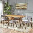 thumbnail image 2 of Noble House Banbury Mid Century Natural Walnut Wood Dark Grey 5 Piece Dining Set, 2 of 5