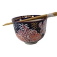 thumbnail image 2 of Ebros Pack Of 2 Leaves & Flowers Ramen Noodles Soup Bowl W/ Bamboo Chopsticks, 2 of 6
