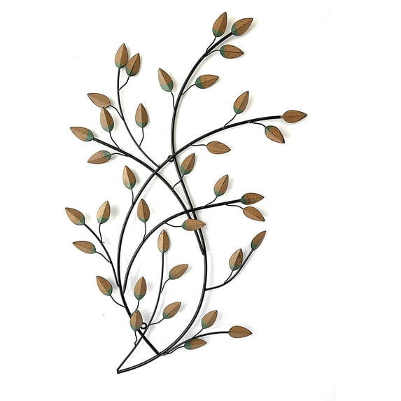 Your Home and Beyond Autumn Leaves Blue and Brown 28.25 x17.5" Rustic look Metal Hanging Wall Decor