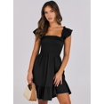 thumbnail image 3 of Vestido ANRABESS 2025 sin mangas, cuello cuadrado, fruncido, negro, talla S, 3 of 9