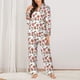 thumbnail image 2 of Balery Rose Flowers Conjunto de Pijama con Estampado para Mujer, Conjunto de Dos Piezas con Manga Larga, Ropa de Dormir Suave con Bolsillos, Pijamas Cómodos-Large, 2 of 7