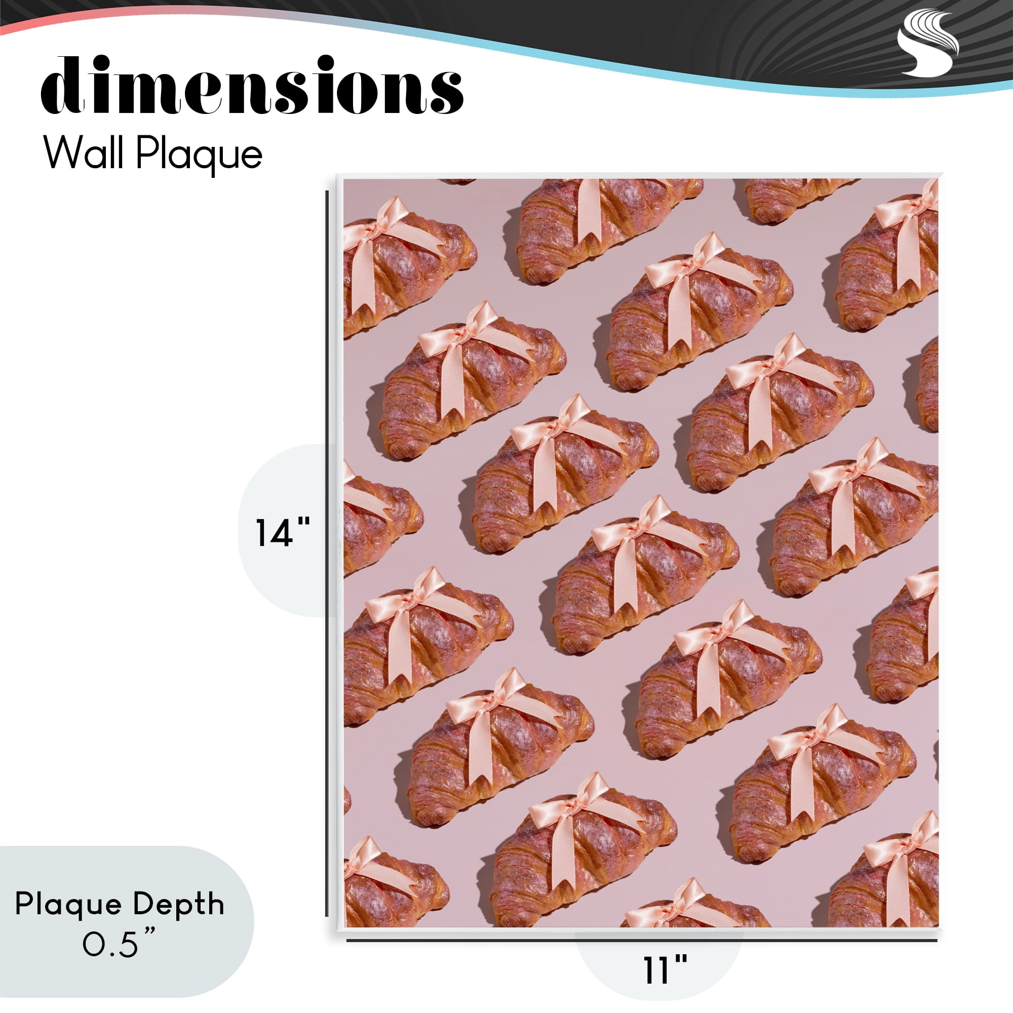 Stupell Industries Croissants with Ribbons Pattern Wall Plaque Art, design by LISH Creative