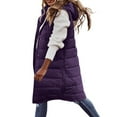 thumbnail image 5 of Baberdicy Puffer Vest Women's Long Winter Coat Vest with Hood Sleeveless Warm Down Coat with Pockets Quilted Vest Down Jacket Quilted Outdoor Jacket Girls' Outerwear Jackets & Coats Purple, 5 of 5