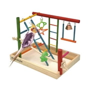 Penn-Plax Bird Life Wood Playpen – Perfect for Cockatiels and Conures - Large Multicolor