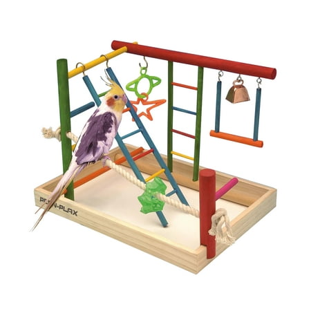 UPC: 0030172023682 | Penn-Plax Bird Life Wood Playpen – Perfect for Cockatiels and Conures – Large Multicolor