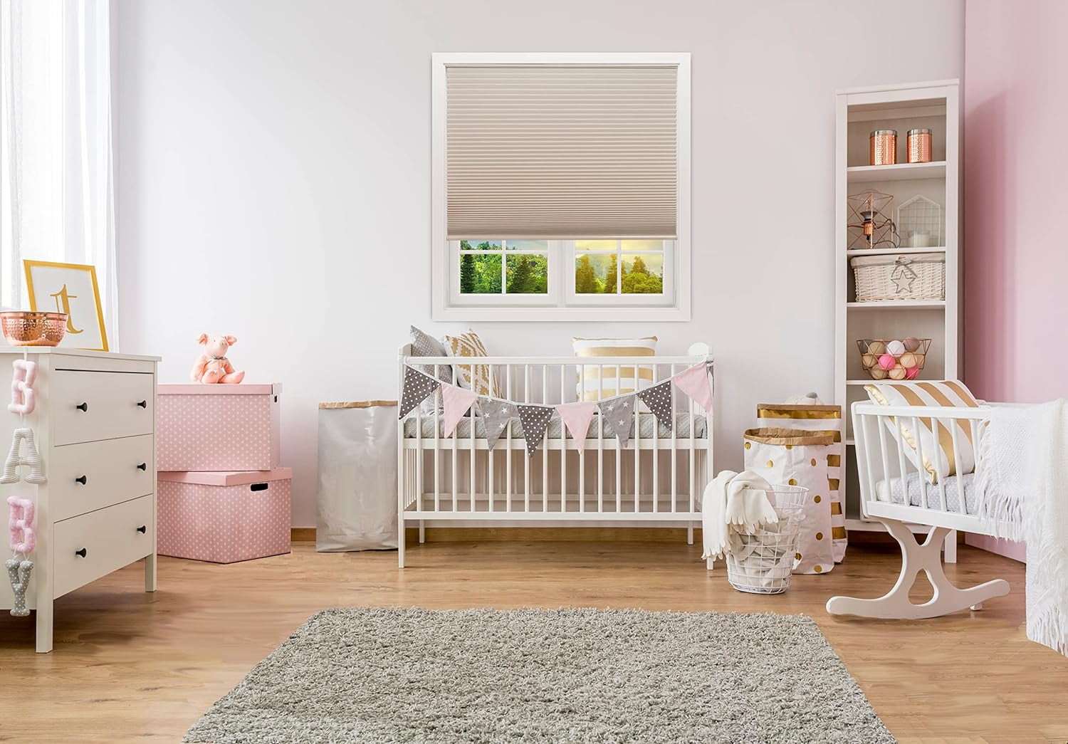Redi Shade Easy Lift No Tools Trim-at-Home Cordless Cellular Blackout Shade Natural, 30" x 64"