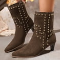 thumbnail image 6 of Mostsola Cowboy Boots for Women Kitten Heel Fashion Suede Cowgirl Boots Pointed Toe Ankle Boots, 6 of 9