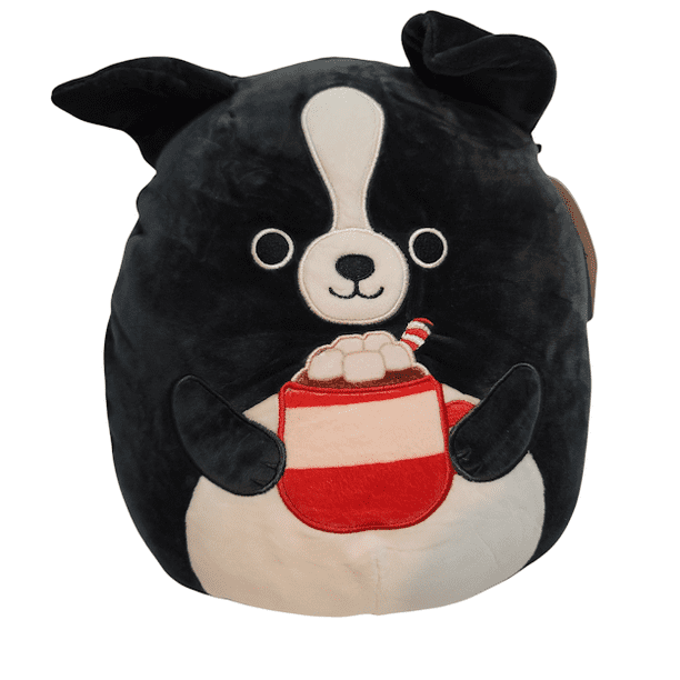 Squishmallows Official Kellytoy Plush Toy 12 inch George The Border Collie Dog With Hot