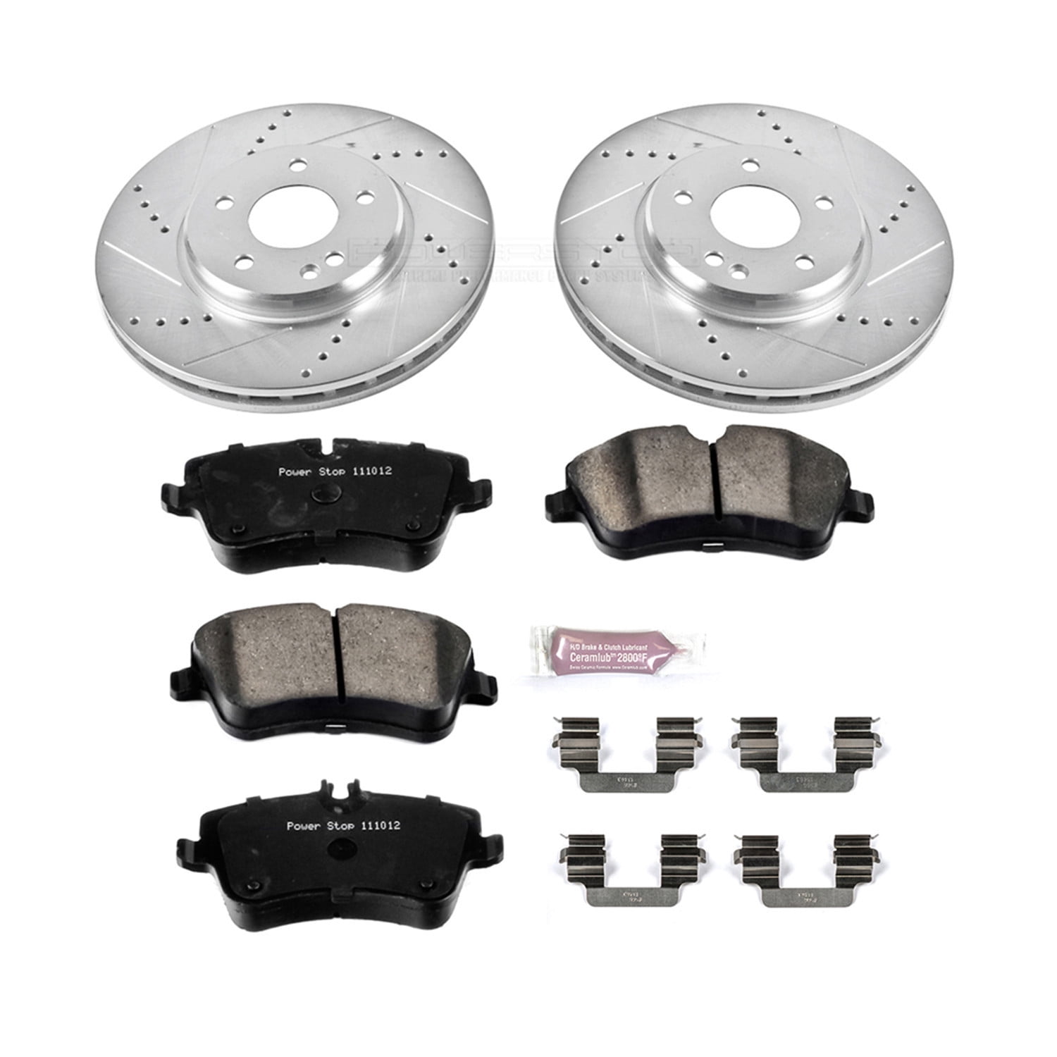 PowerStop Front Z23 Evolution Sport Carbon-Fiber Ceramic Brake Pad and Drilled & Slotted Rotor Kit Fits: MERCEDES-BENZ Select Models K6702
