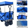 thumbnail image 3 of Garden Carts Collapsible Wagon 140L Wagons Carts Foldable with Removable Canopy, Folding Wagon Cart with Wheels for All-Terrain with Brake, Foldable Wagon with Cooler Bag, for Camping Beach Shopping,, 3 of 7