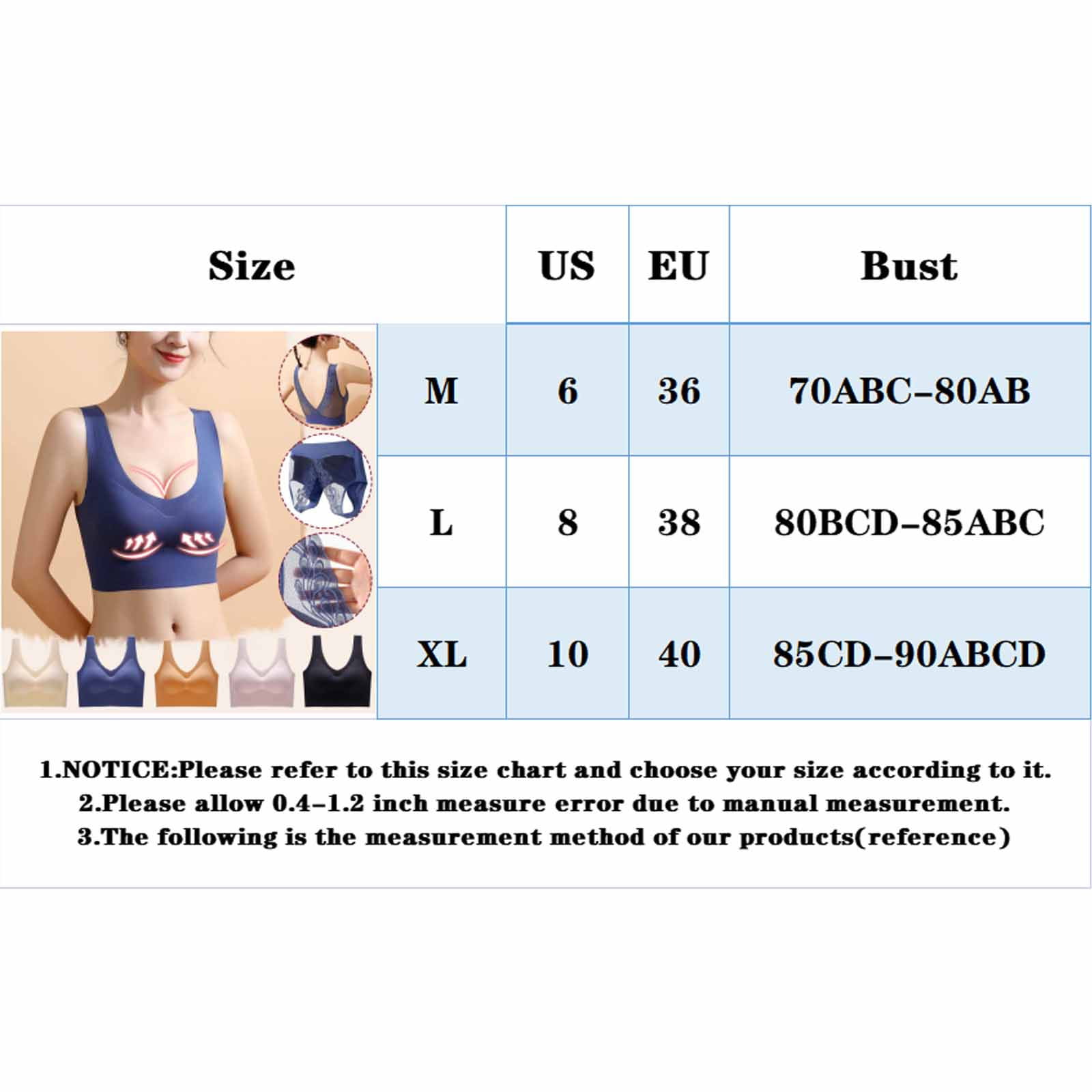 Ladies Seamless Beauty Back Underwear No Steel Ring Sports Bra Sexy Support  Bras for Women Lift No Underwire, Beige, Medium : : Clothing,  Shoes & Accessories