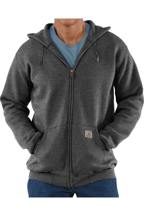 Midweight Full-Zip Long-Sleeve Hooded Sweatshirt for Men - Carbon Heather - XS